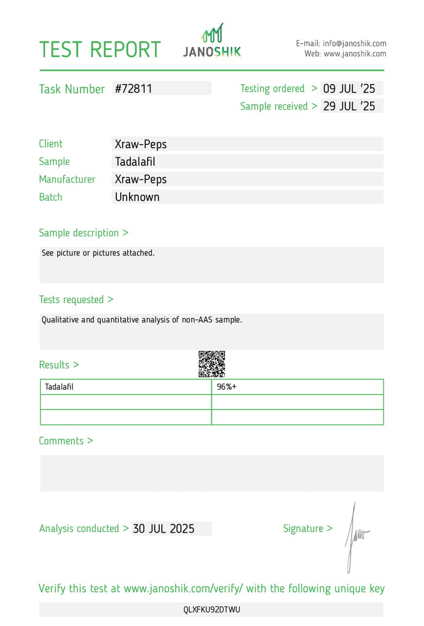 Janoshik Lab Test Report – XRAWPEPS